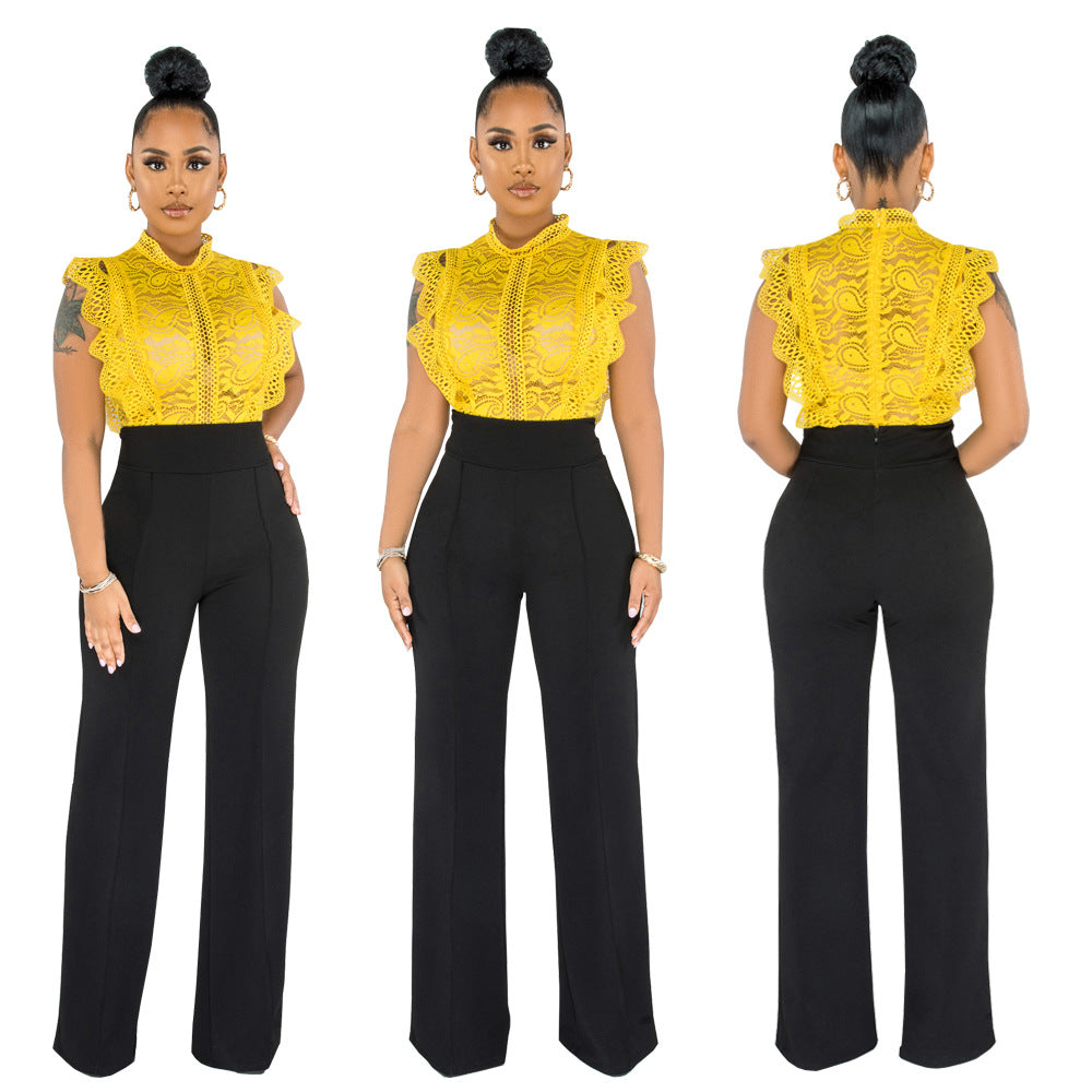 Sexy Back Zippered Wide Legs Pants