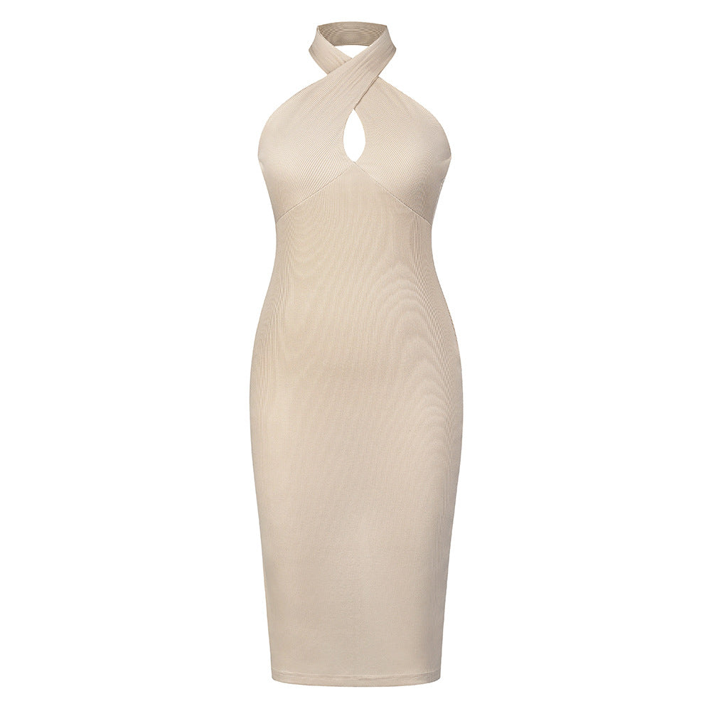 Sexy Halter Backless Knitted Midi Dresses