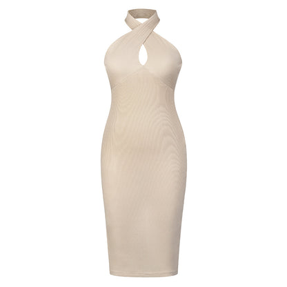 Sexy Halter Backless Knitted Midi Dresses