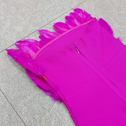 Sexy Designed Feather Sheath Evening Party Dresses
