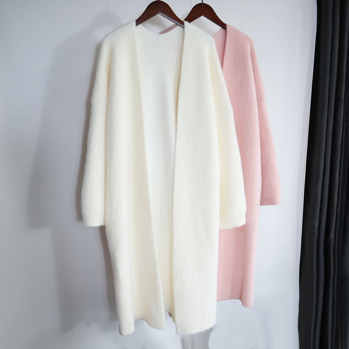 Classy Women Mink Wool Design Long Outerwear