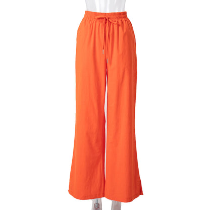 Casual Long Sleeves Shirts and Wide Legs Pants Suits