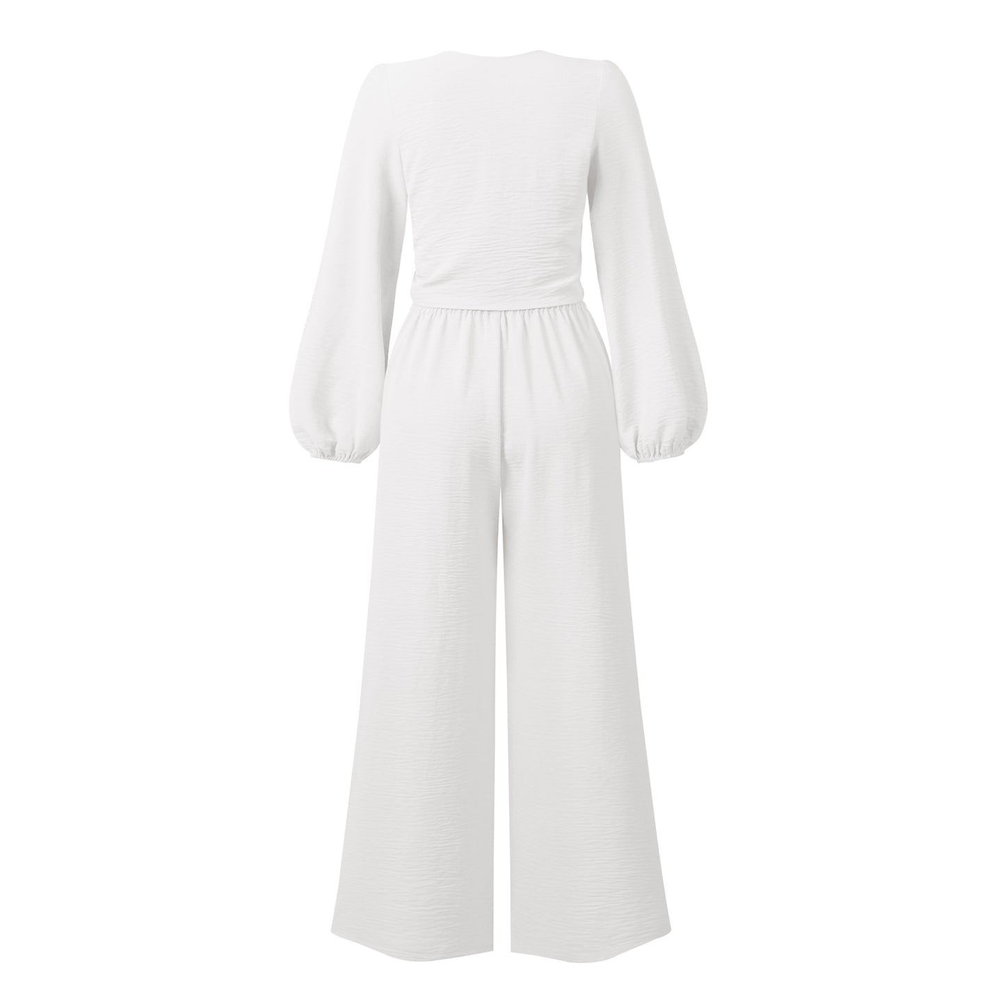 Sexy Long Sleeves Tops & Wide Legs Pants Women Suits