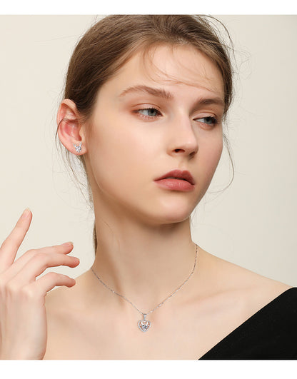 Christmas Elk Design Zircon Sterling Sliver Necklace