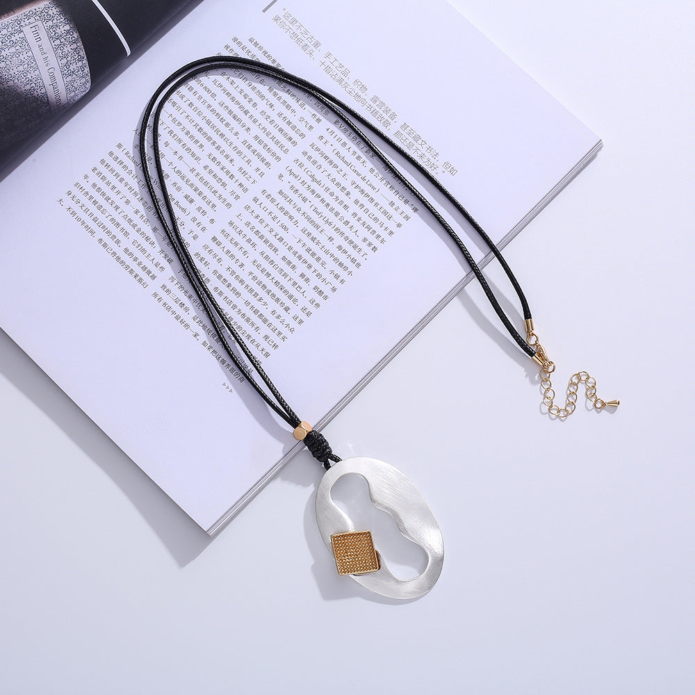 Oval Hollow Out Shape Women Long Sweater Chains