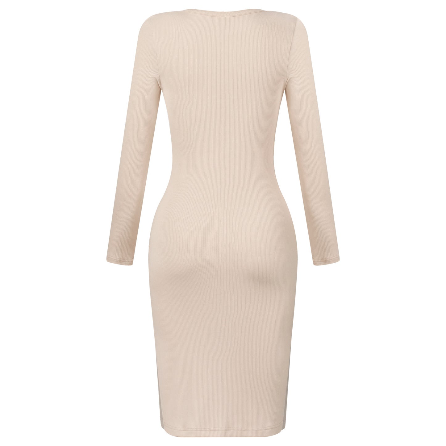 Elegant Button Design Long Sleeves Dresses