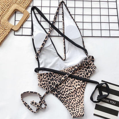 New Sexy V-neck Backless One Piece Swimwear-STYLEGOING