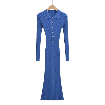 Sexy Polo Neckline Knitted Long Mermaid Dresses