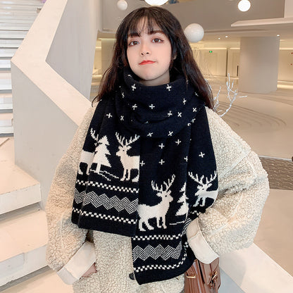 Christmas Lovely Elk Design Knitted Scarves