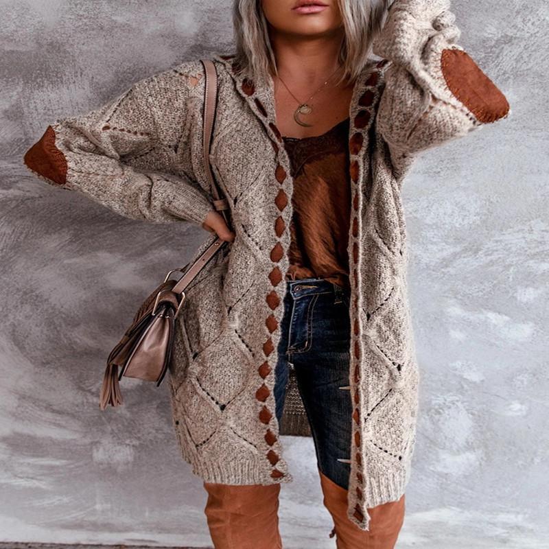 Women Knitting Long Sleeves Cardigan Sweaters-STYLEGOING