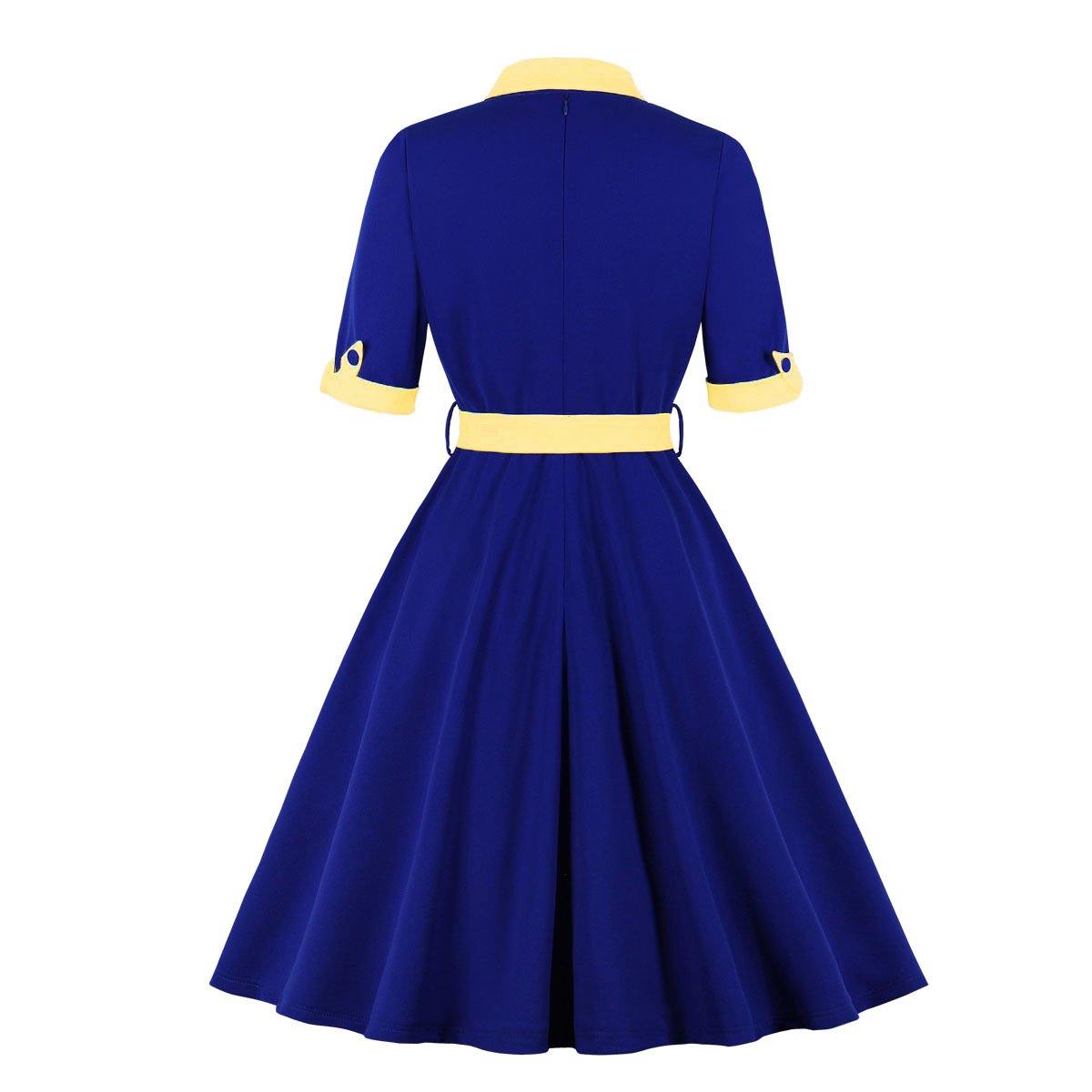 Women Vintage Short Sleeves Midi Dresses-STYLEGOING