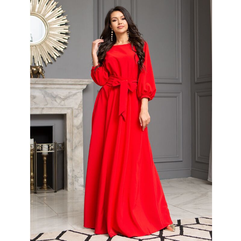 Elegant Summer Round Neck Long Party Dresses