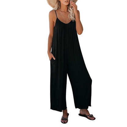 Leisure Summer Leopard Pocket Jumpsuits-STYLEGOING