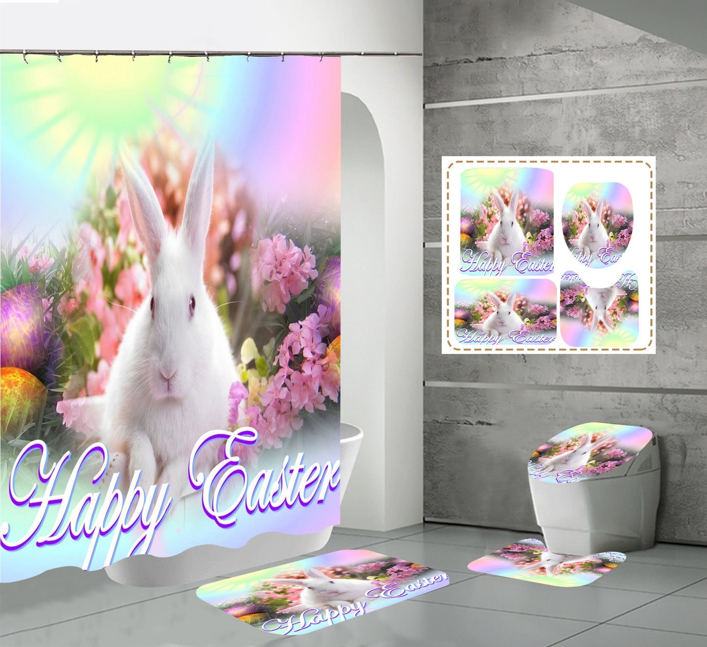 Happy Easter Day Shower Curtain Sets