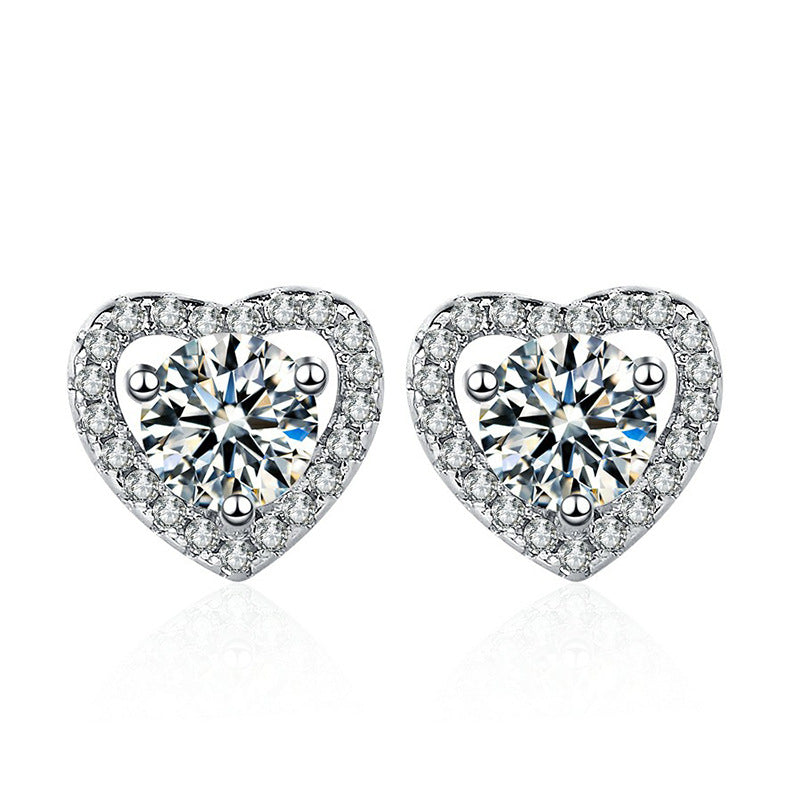 Fashion Sterling Sliver Sweetheart Earrings Stud
