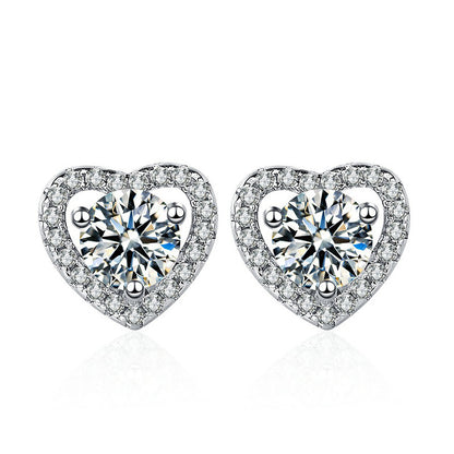 Fashion Sterling Sliver Sweetheart Earrings Stud