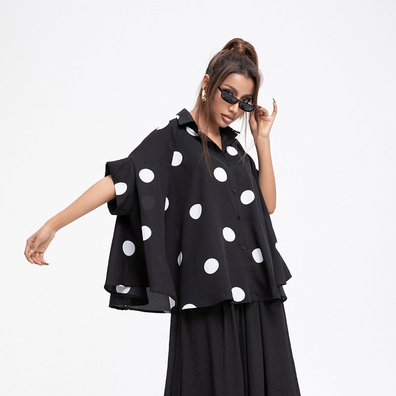 Women Polk Dot Summer Chiffon Shirts