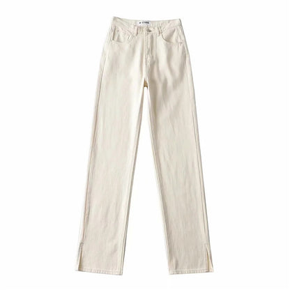 Casual High Waist Split Women Fall Jean Pants