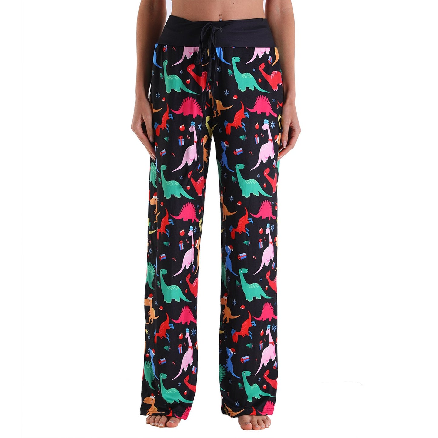 Casual Floral Print Women High Waist Trousers for Homewear