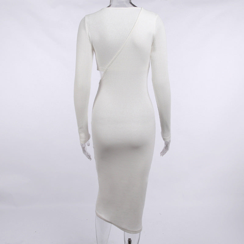 Sexy Asymmetry Women Long Sleeves Fall Slim Dresses