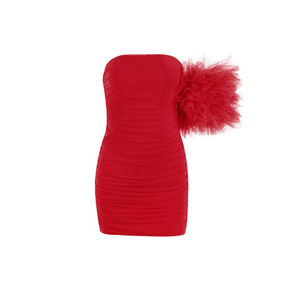 Sexy One Shoulder Strapless Red Party Dresses