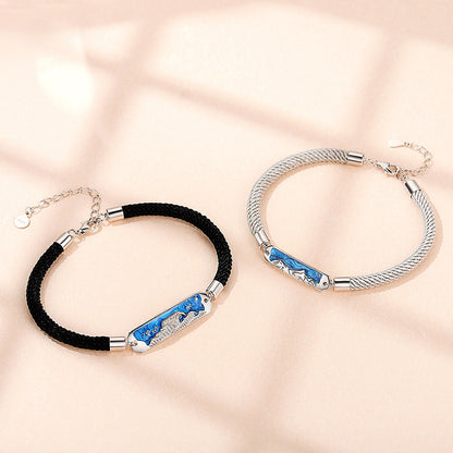 Woven Sterling Silver Couple Bracelets