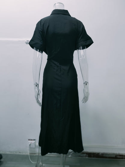 Summer Women Midi Length Shirts Dresses