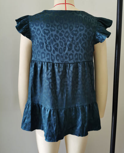 Summer Ruffled Round Neck Women Blouses
