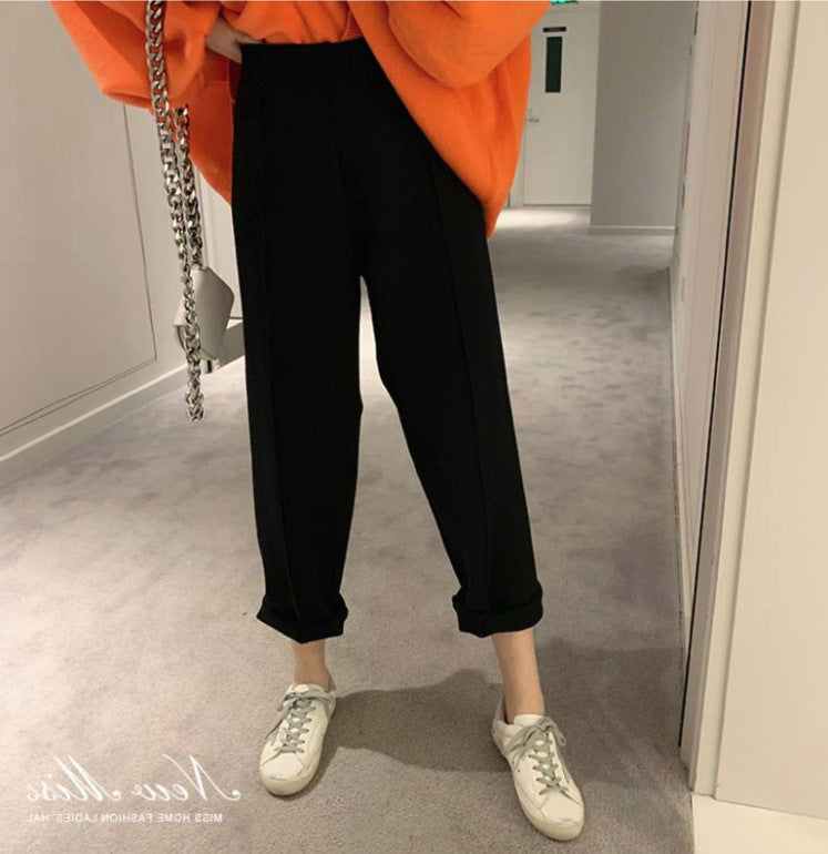 Casual High Waist Winter Knitting Harem Wide Legs Pants