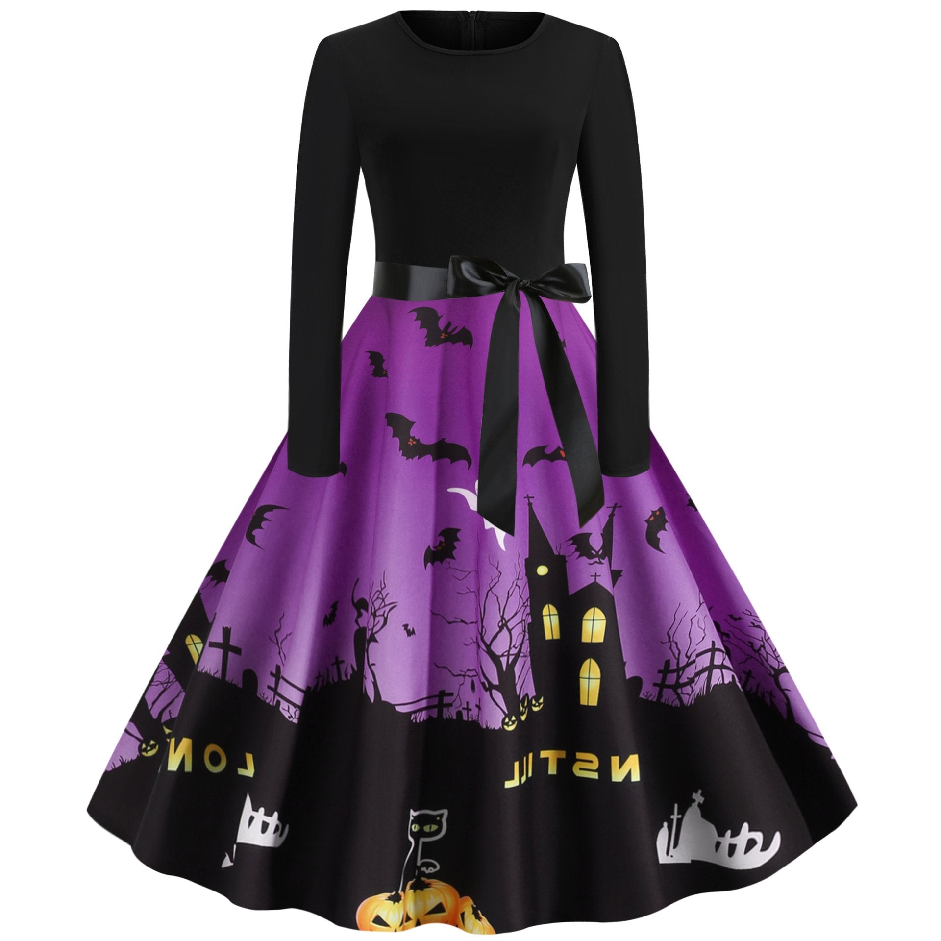 Halloween Vintage Women Long Sleeves Winter Dresses-STYLEGOING