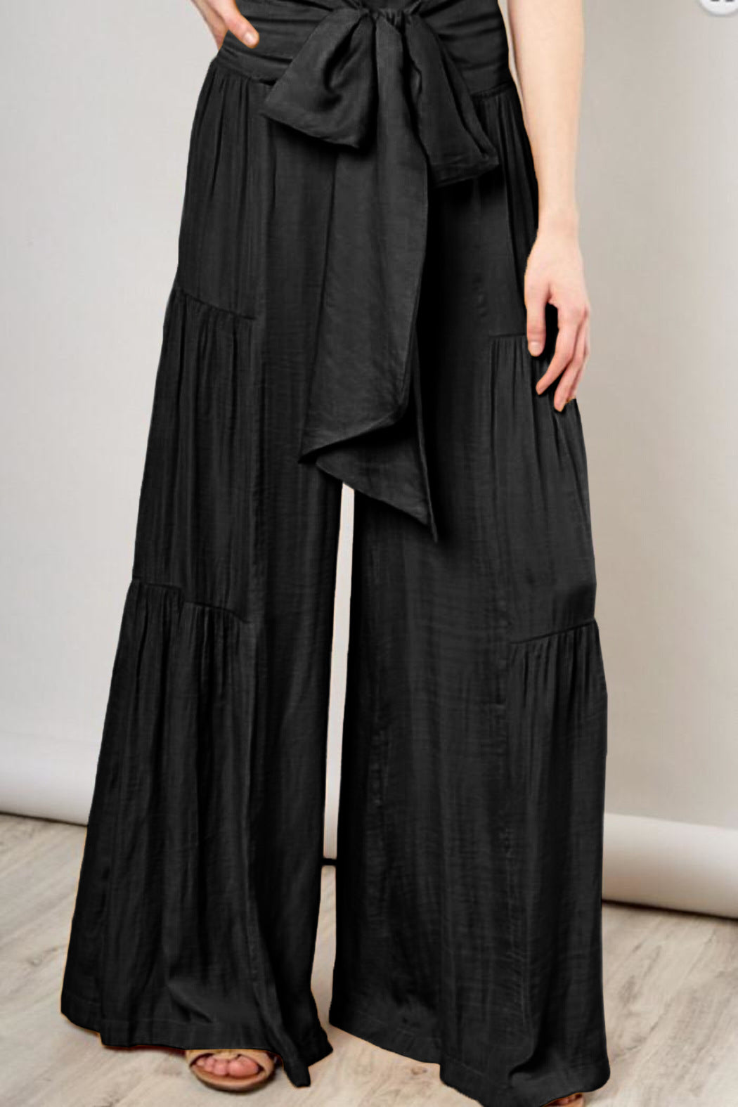 Casual Elastic Waist Wide Legs Pants