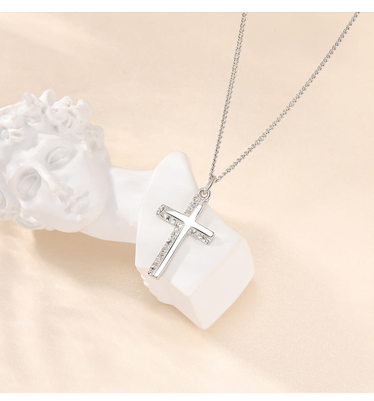 Irregular Cross Design Sterling Silver Necklace for Women