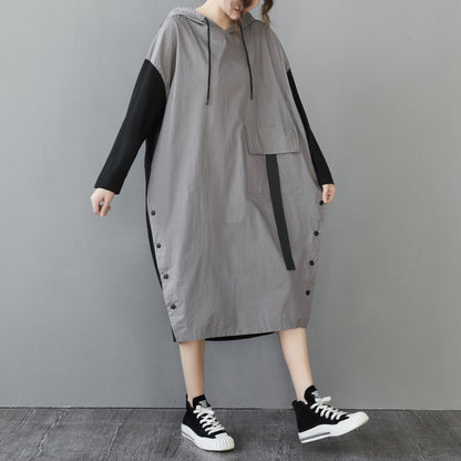Women Plus Sizes Fall Long Sleeves Hoodies Dresses