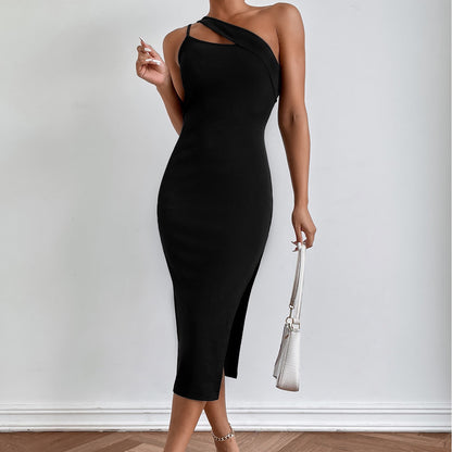 Sexy Black Split Front Bodycon Long Dresses for Women
