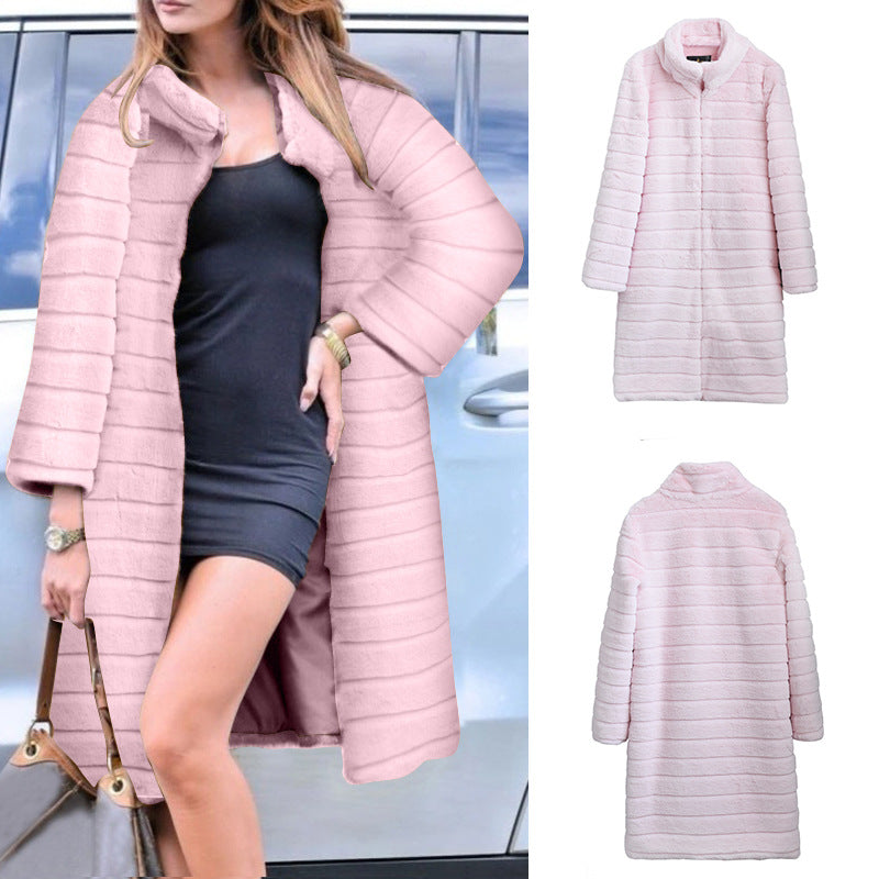 Fashion Artificial Fur Winter Long Overcoats for Women
