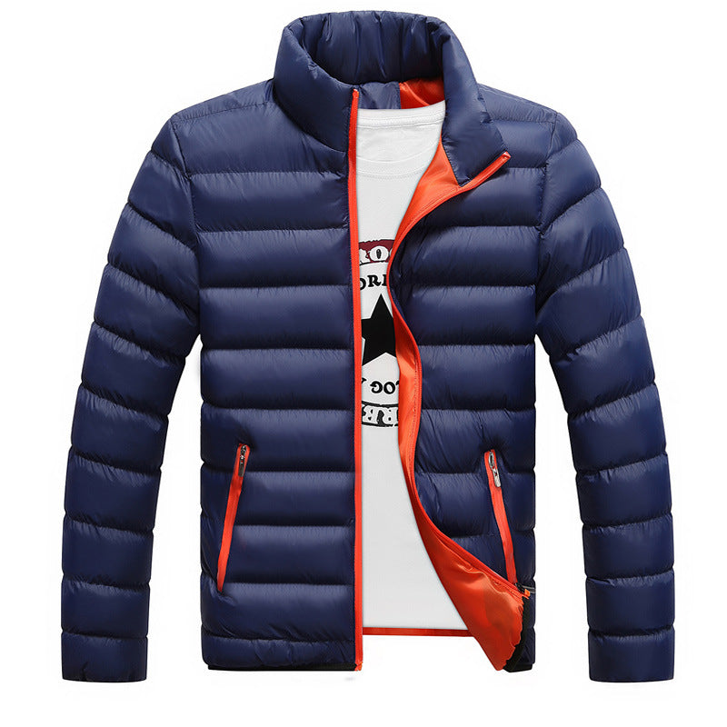 Plus Sizes Stand Collar Cotton Zipper Overcoat for Men