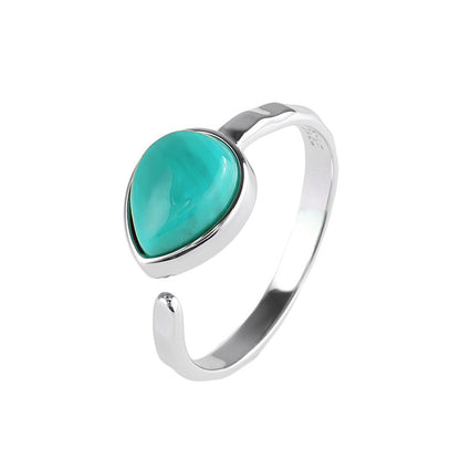 Vintage Water Drop Design Sterling Silver Ring for Women