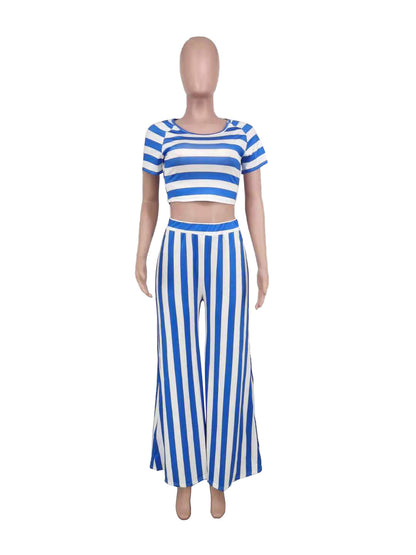 Casual Round Neck Tops and Pants Women Suits