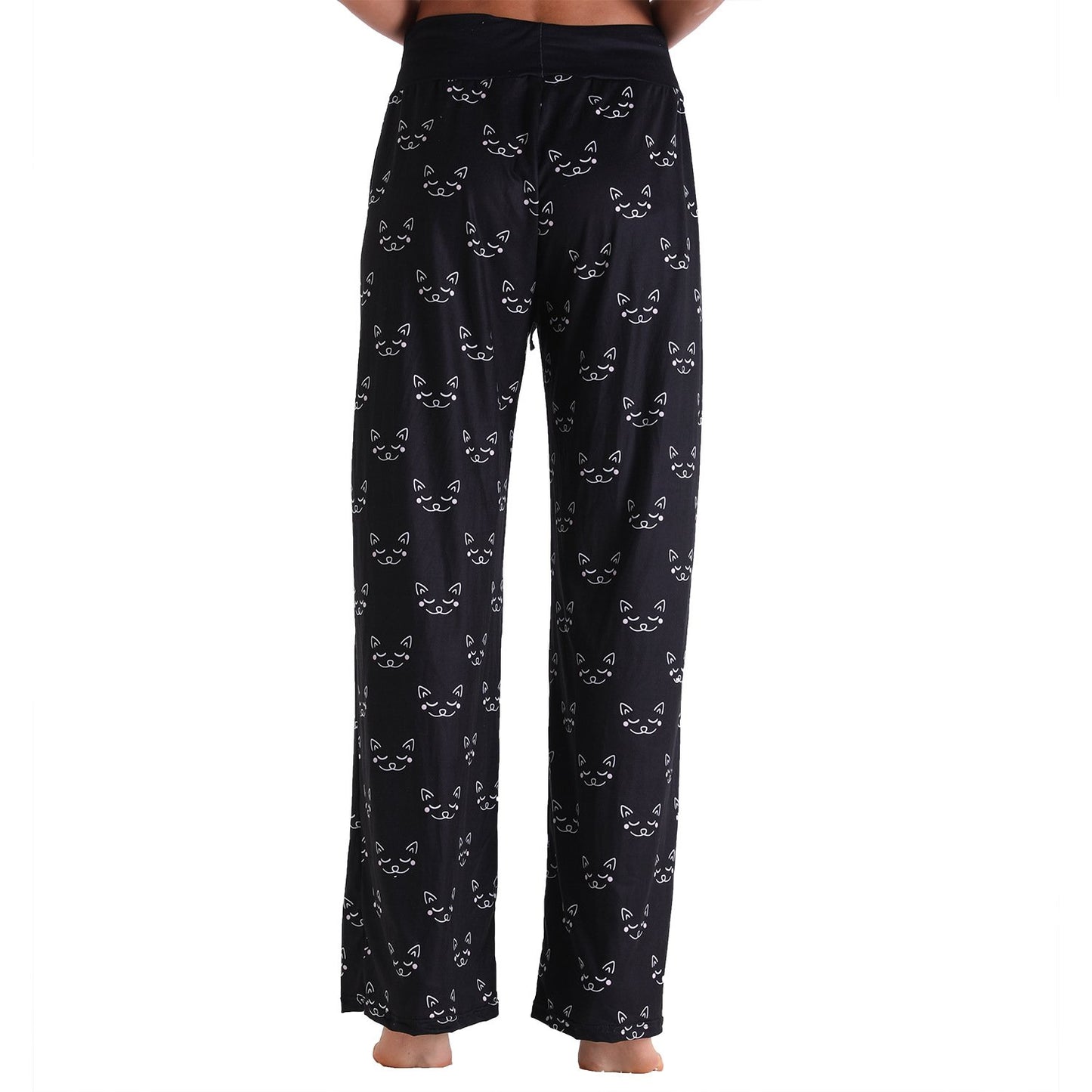 Casual Floral Print Women High Waist Trousers for Homewear
