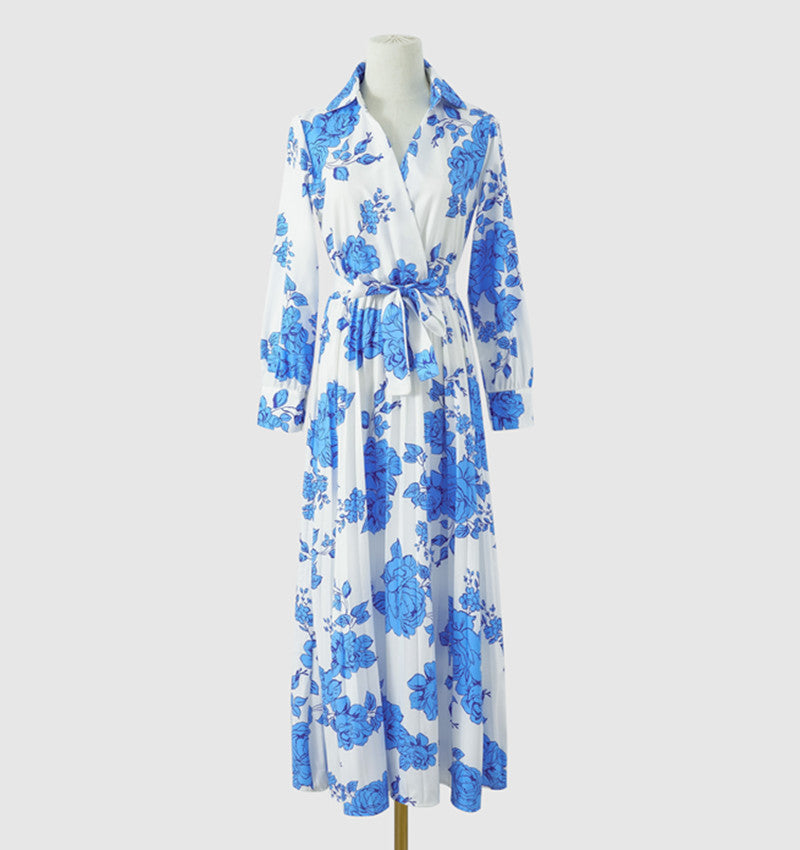 Elegant Floral Print Long Sleeves Fall Dresses