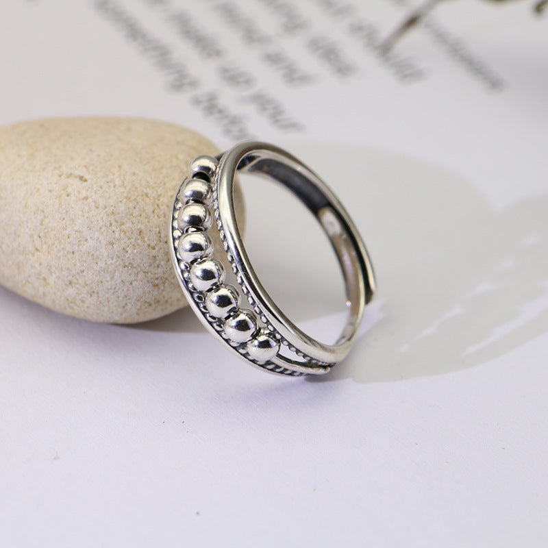 Dot Design Vintage Sterling Sliver Open End Rings