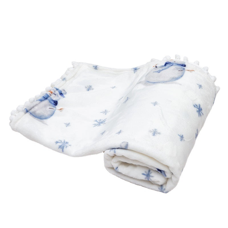 Christmas Deer/snowman Print Fleece Throw Blankets
