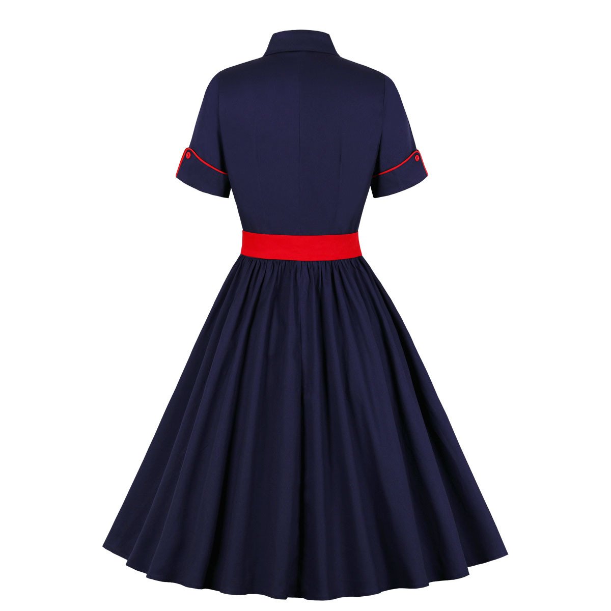 Vintage Short Sleeves Shirt Dresses-STYLEGOING