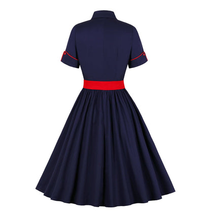 Vintage Short Sleeves Shirt Dresses-STYLEGOING