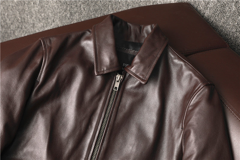 Brown Cowhide Leather Business Jackets for Men