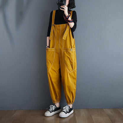 Plus Sizes Women Demin Dungarees-STYLEGOING