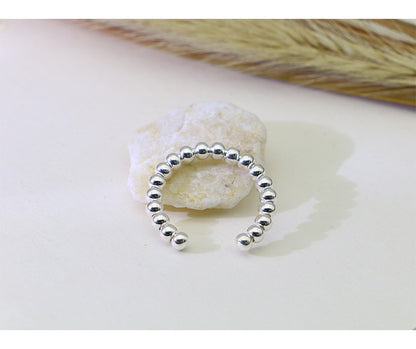 Beads Design Open End Silver Rings for Women