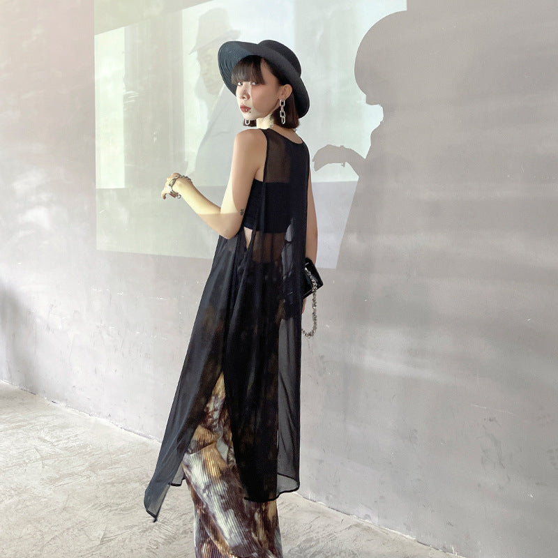 Black See Through Summer Sleeveless Vest Dresses