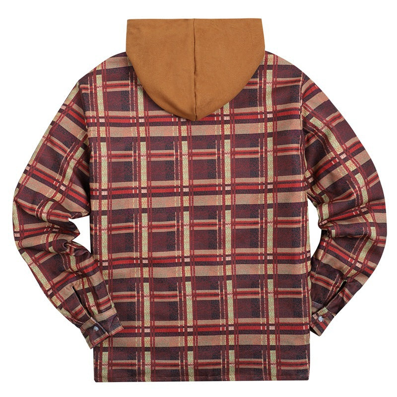 Plaid Winter Hoodies Jacket Outerwear for Men