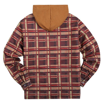 Plaid Winter Hoodies Jacket Outerwear for Men